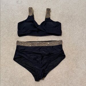 Chic Black and Gold Women's Bikini Set